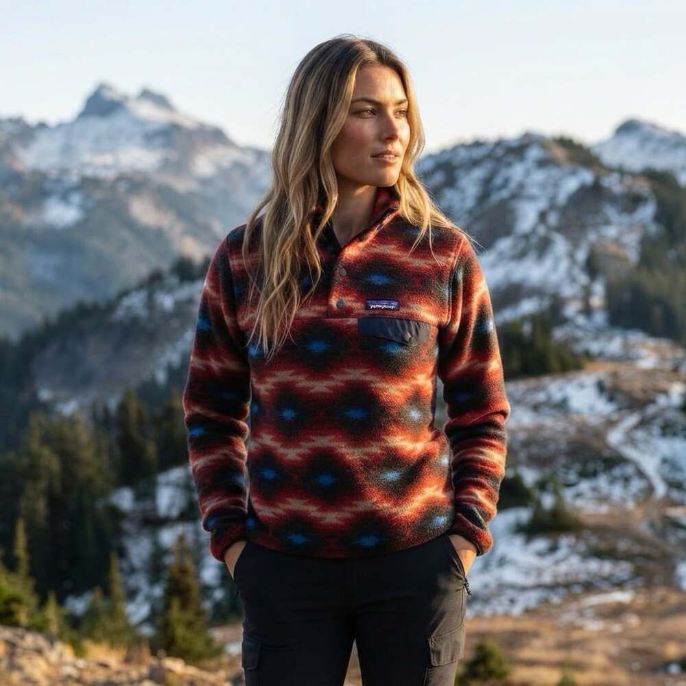 Patagonia Sz S Synchilla Snap T Fleece Pullover Wild Desert Aztec Pattern Red